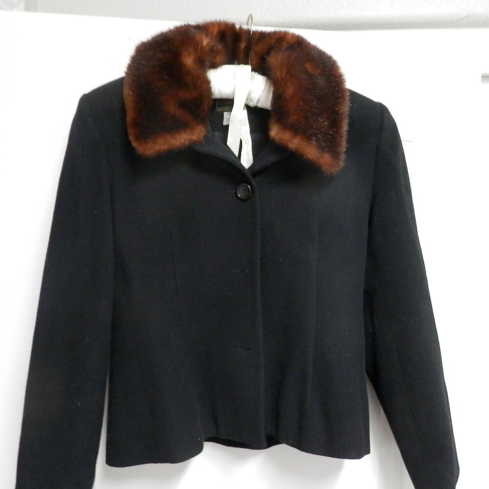 Louben Wool Jacket with Removable Faux Fur Collar